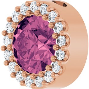 14K Rose Gold Natural Pink Tourmaline & 1/8 CTW Natural Diamond Halo-Style Pendant