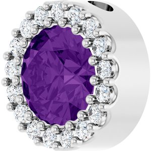 14K White Gold Natural Amethyst & 1/8 CTW Natural Diamond Halo-Style Pendant