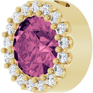 14K Yellow Gold Natural Pink Tourmaline & 1/8 CTW Natural Diamond Halo-Style Pendant