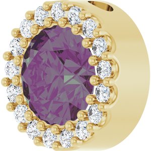 14K Yellow Lab-Grown Alexandrite & 1/8 CTW Natural Diamond Halo-Style Pendant