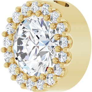 14K Yellow Natural White Sapphire & 1/8 CTW Natural Diamond Halo-Style Pendant