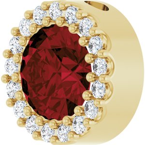 14K Yellow Gold Natural Mozambique Garnet & 1/8 CTW Natural Diamond Halo-Style Pendant