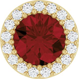14K Yellow Natural Mozambique Garnet & 1/8 CTW Natural Diamond Halo-Style Pendant