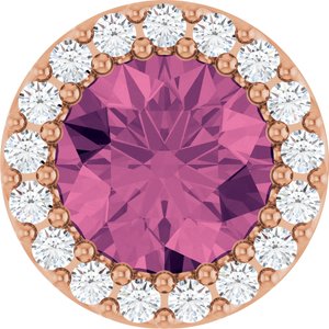 14K Rose Natural Pink Tourmaline & 1/8 CTW Natural Diamond Halo-Style Pendant