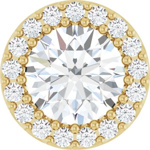 14K Yellow Gold Natural White Sapphire & 1/8 CTW Natural Diamond Halo-Style Pendant