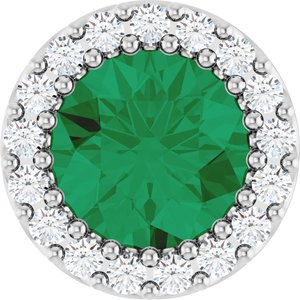 Platinum Natural Emerald & 1/8 CTW Natural Diamond Halo-Style Pendant
