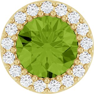 14K Yellow Gold Natural Peridot & 1/8 CTW Natural Diamond Halo-Style Pendant