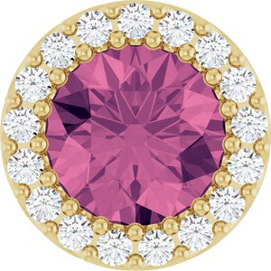 14K Yellow Gold Natural Pink Tourmaline & 1/8 CTW Natural Diamond Halo-Style Pendant