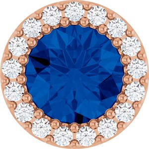 14K Rose Gold Natural Blue Sapphire & 1/8 CTW Natural Diamond Halo-Style Pendant