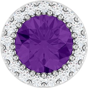 Platinum Natural Amethyst & 1/8 CTW Natural Diamond Halo-Style Pendant