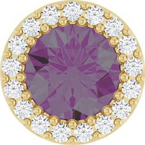 14K Yellow Lab-Grown Alexandrite & 1/8 CTW Natural Diamond Halo-Style Pendant