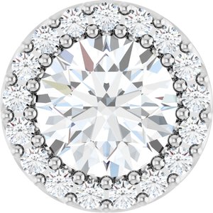 Sterling Silver Natural White Sapphire & 1/8 CTW Natural Diamond Halo-Style Pendant