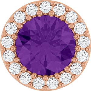 14K Rose Gold Natural Amethyst & 1/8 CTW Natural Diamond Halo-Style Pendant
