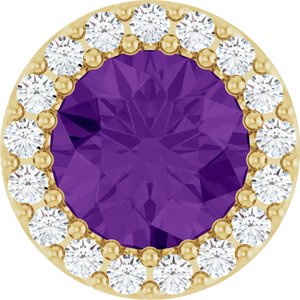 14K Yellow Gold Natural Amethyst & 1/8 CTW Natural Diamond Halo-Style Pendant