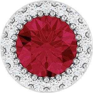 Platinum Lab-Grown Ruby & 1/8 CTW Natural Diamond Halo-Style Pendant