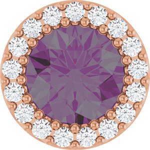 14K Rose Gold Lab-Grown Alexandrite & 1/8 CTW Natural Diamond Halo-Style Pendant