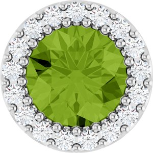 Platinum Natural Peridot & 1/8 CTW Natural Diamond Halo-Style Pendant