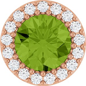 14K Rose Natural Peridot & 1/8 CTW Natural Diamond Halo-Style Pendant