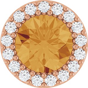 14K Rose Natural Citrine & 1/8 CTW Natural Diamond Halo-Style Pendant