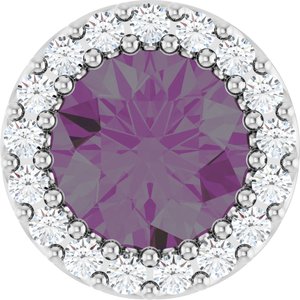 Platinum Lab-Grown Alexandrite & 1/8 CTW Natural Diamond Halo-Style Pendant