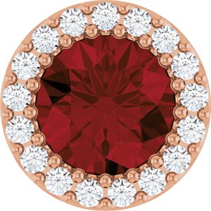 14K Rose Natural Mozambique Garnet & 1/8 CTW Natural Diamond Halo-Style Pendant