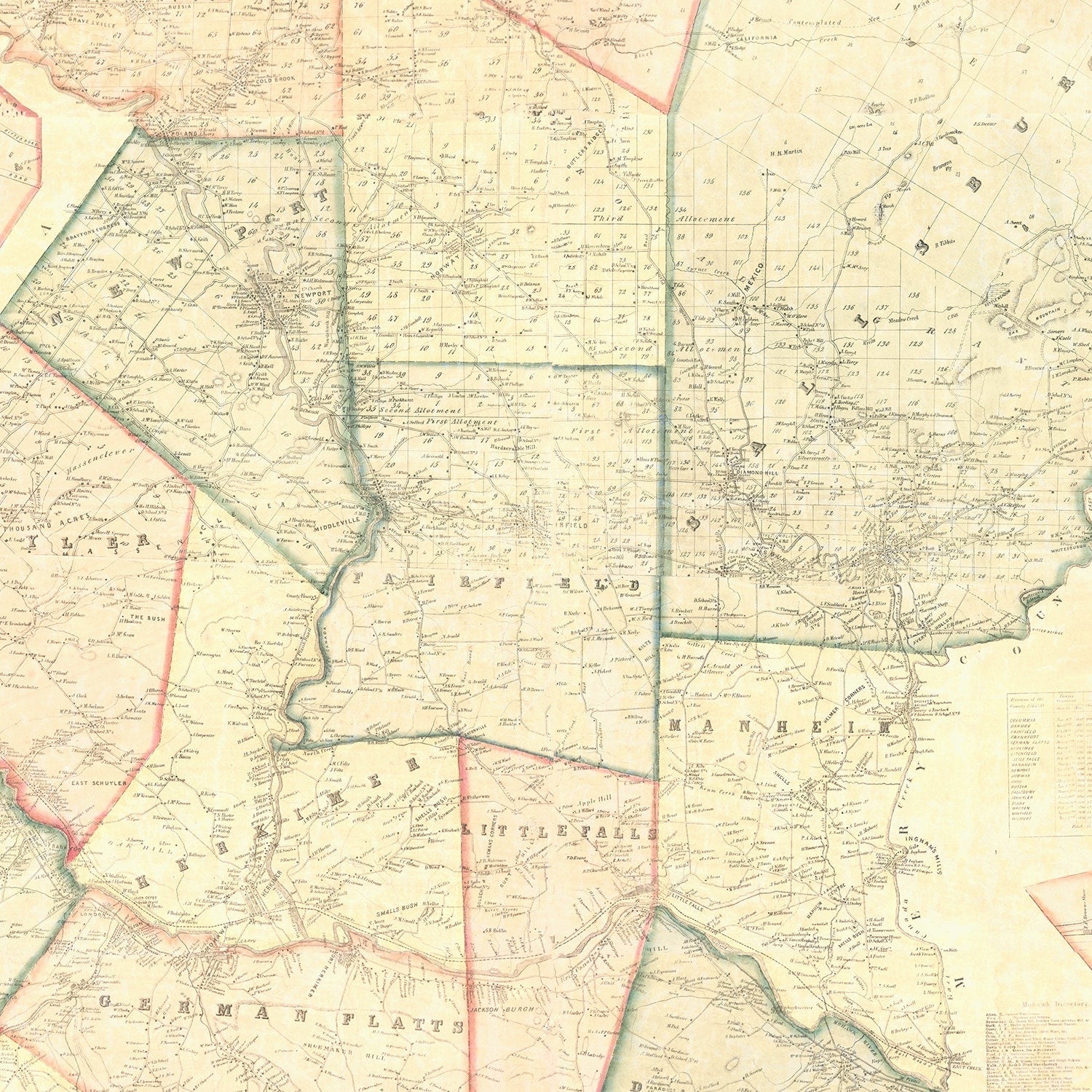 Vintage Map of Herkimer County, New York 1859