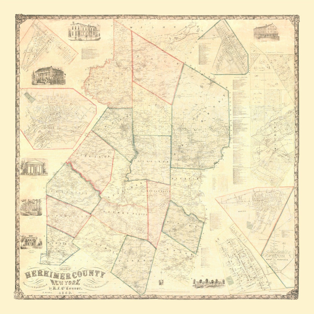 Vintage Map of Herkimer County, New York 1859