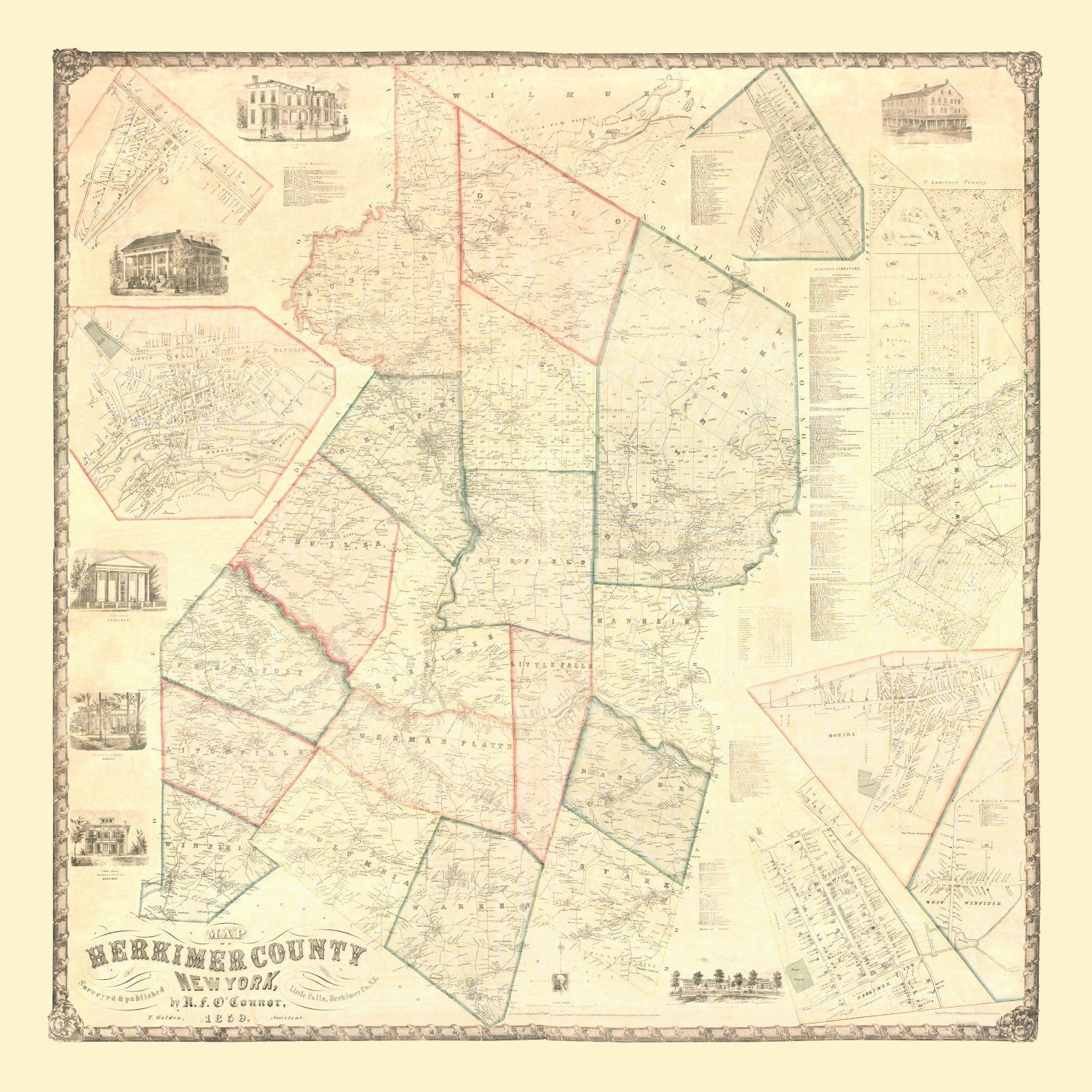 Vintage Map of Herkimer County, New York 1859