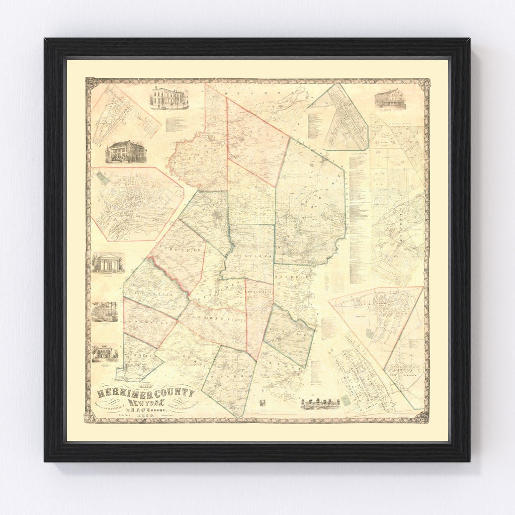 Vintage Map of Herkimer County, New York 1859