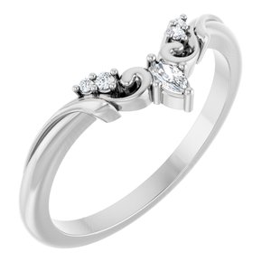 14K White .07 CTW Natural Diamond Contour Band