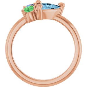 14K Rose Gold Natural Sky Blue Topaz, Natural Tsavorite Garnet & Natural Tanzanite Ring