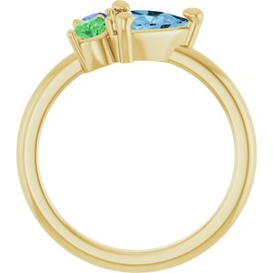 14K Yellow Gold Natural Sky Blue Topaz, Natural Tsavorite Garnet & Natural Tanzanite Ring