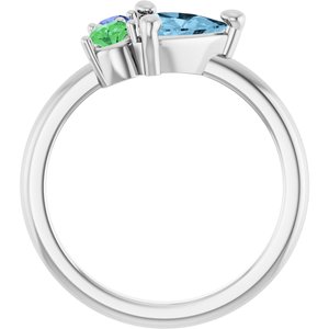 Sterling Silver Natural Sky Blue Topaz, Natural Tsavorite Garnet & Natural Tanzanite Ring