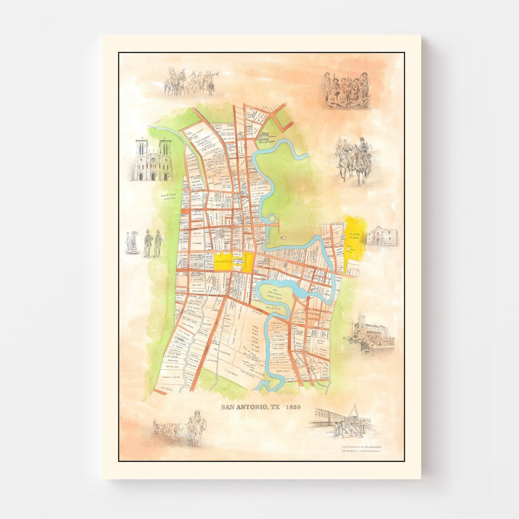 Vintage Map of San Antonio, Texas 1985