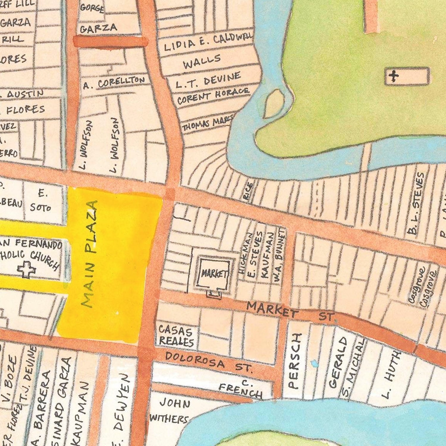 Vintage Map of San Antonio, Texas 1985