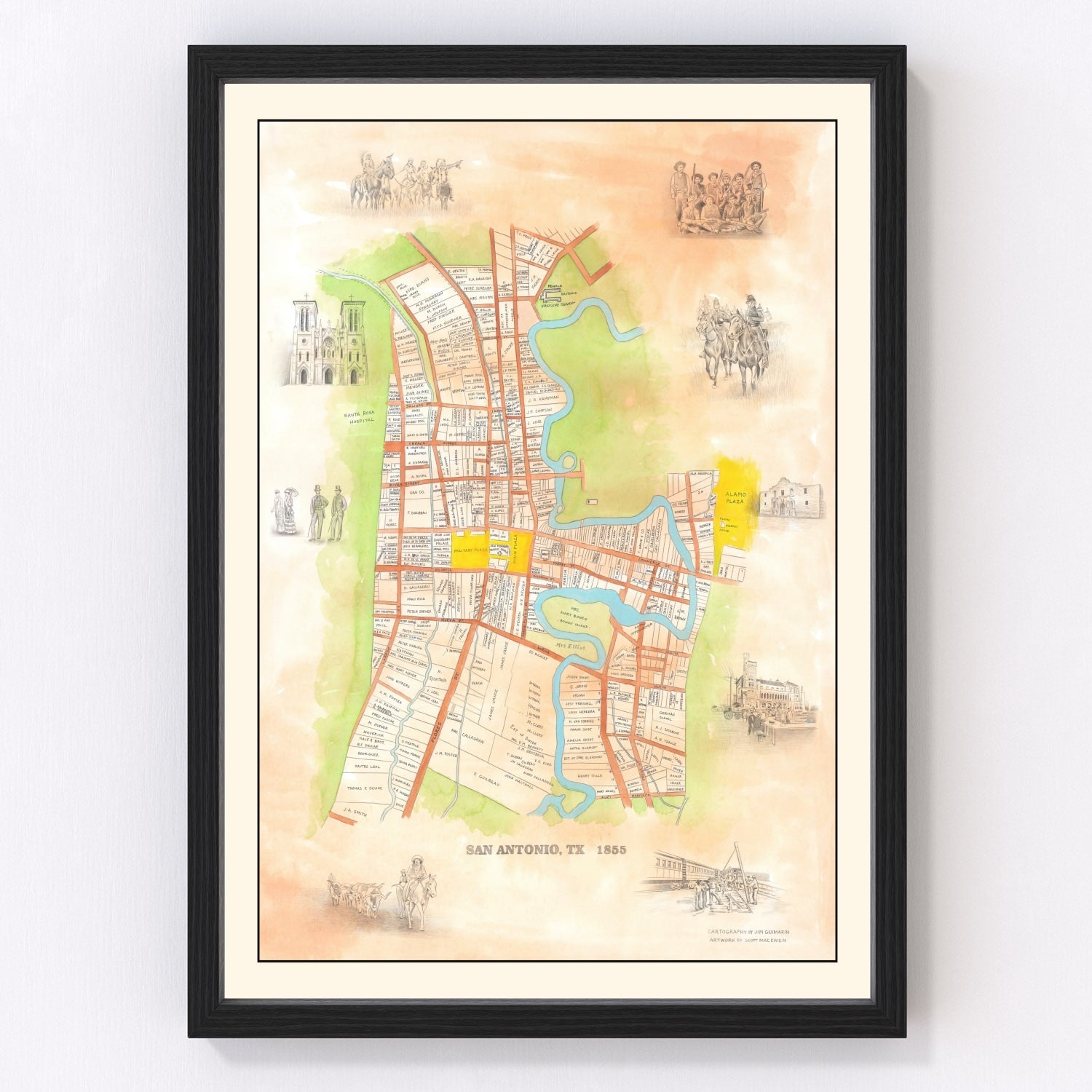 Vintage Map of San Antonio, Texas 1985