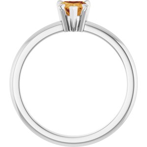 Sterling Silver Natural Citrine & .03 CT Natural Diamond Ring
