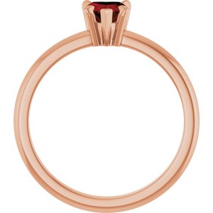 14K Rose Gold Natural Mozambique Garnet & .03 CT Natural Diamond Ring