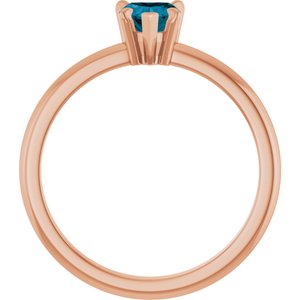 14K Rose Gold Natural London Blue Topaz & .03 CT Natural Diamond Ring