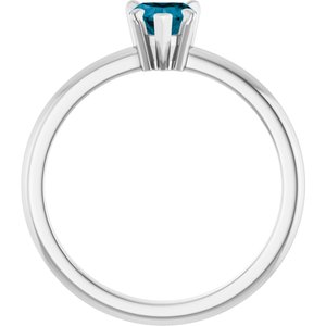 Sterling Silver Natural London Blue Topaz & .03 CT Natural Diamond Ring