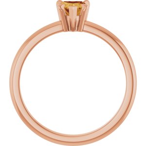 14K Rose Gold Natural Citrine & .03 CT Natural Diamond Ring