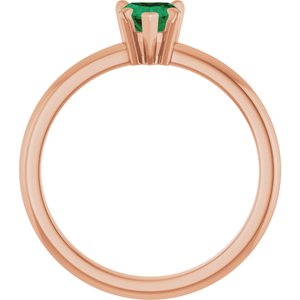 14K Rose Gold Lab-Grown Emerald & .03 CT Natural Diamond Ring