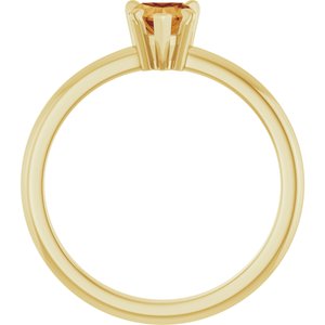 14K Yellow Gold Natural Citrine & .03 CT Natural Diamond Ring