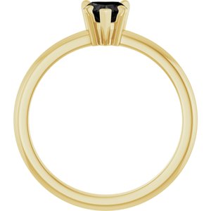 14K Yellow Gold Natural Black Onyx & .03 CT Natural Diamond Ring