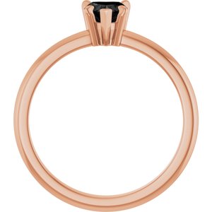 14K Rose Gold Natural Black Onyx & .03 CT Natural Diamond Ring