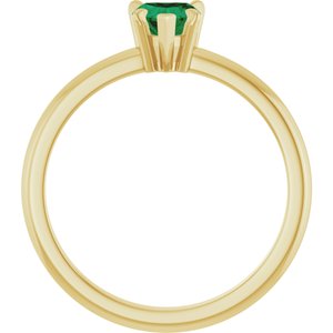 14K Yellow Gold Lab-Grown Emerald & .03 CT Natural Diamond Ring