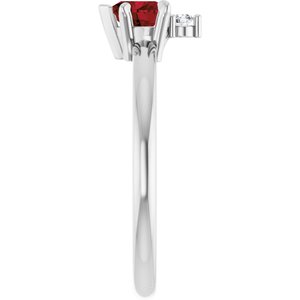 14K White Gold Natural Mozambique Garnet & .03 CT Natural Diamond Ring