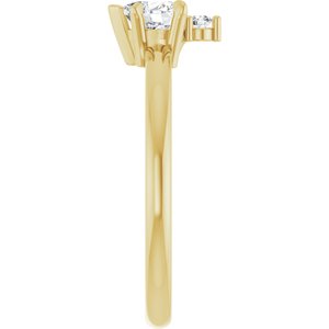 14K Yellow Gold Natural White Sapphire & .03 CT Natural Diamond Ring