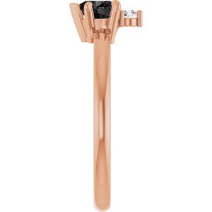 14K Rose Gold Natural Black Onyx & .03 CT Natural Diamond Ring