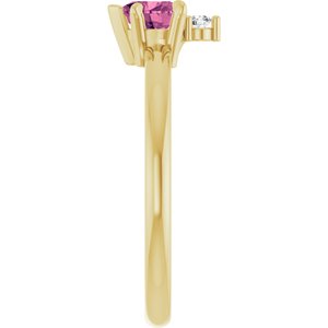 14K Yellow Gold Natural Pink Tourmaline & .03 CT Natural Diamond Ring